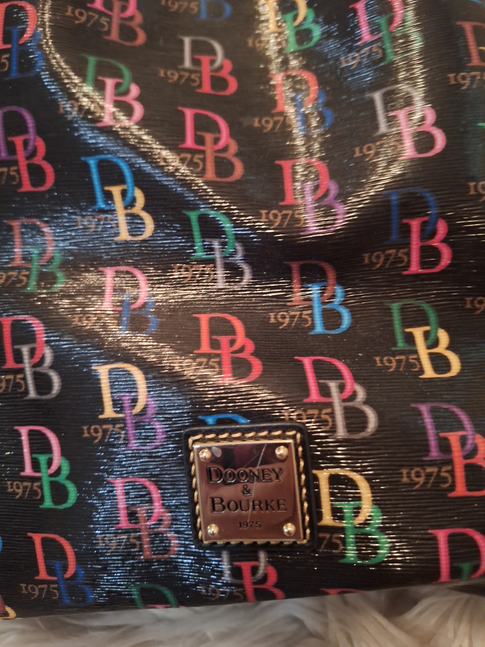 Dooney & Bourke Black Shoulder Bag with Pink Interior